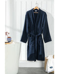 Plain Cotton Bathrobe S-M Navy Blue