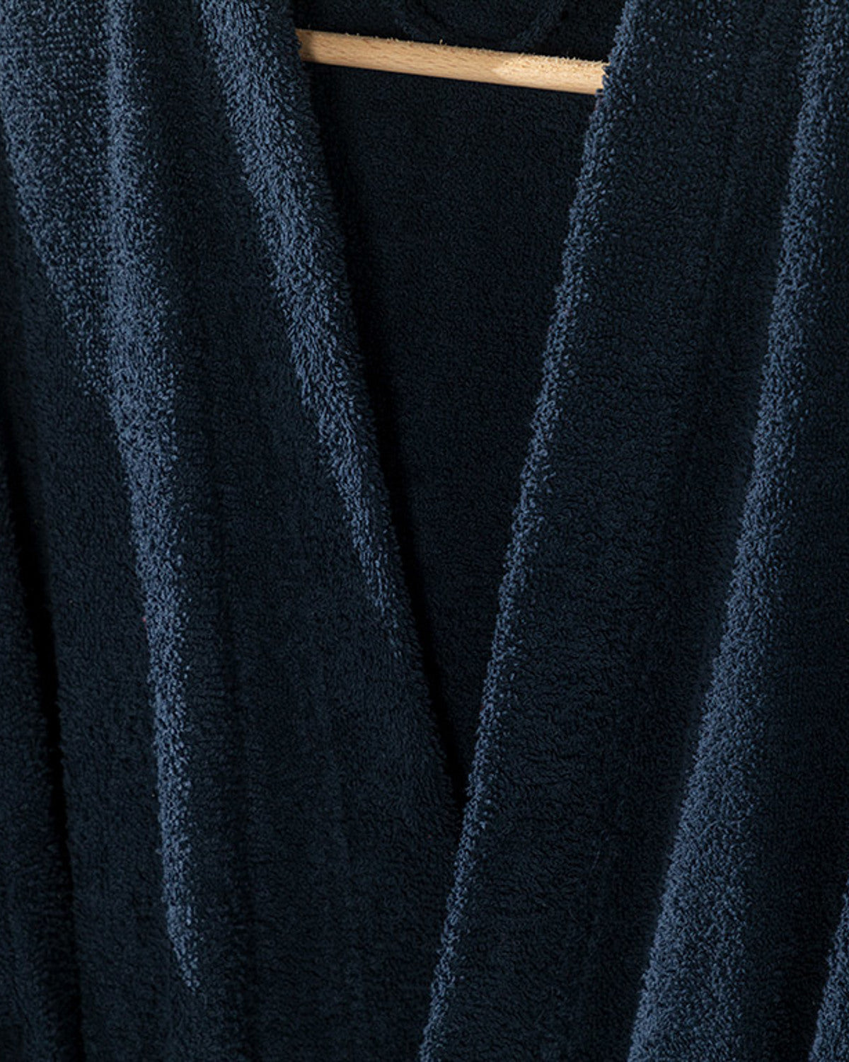 Plain Cotton Bathrobe S-M Navy Blue (view 3)