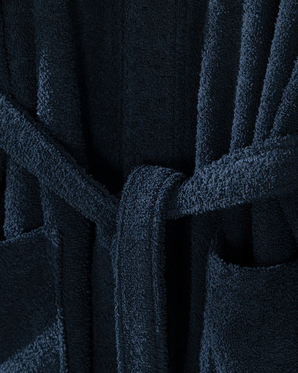Plain Cotton Bathrobe S-M Navy Blue (view 4)