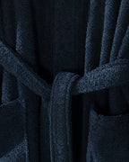 Plain Cotton Bathrobe S-M Navy Blue (view 4)