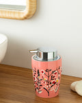 Flowery Bathroom Soap Dispenser 8.5x8.5x13 cm Pink