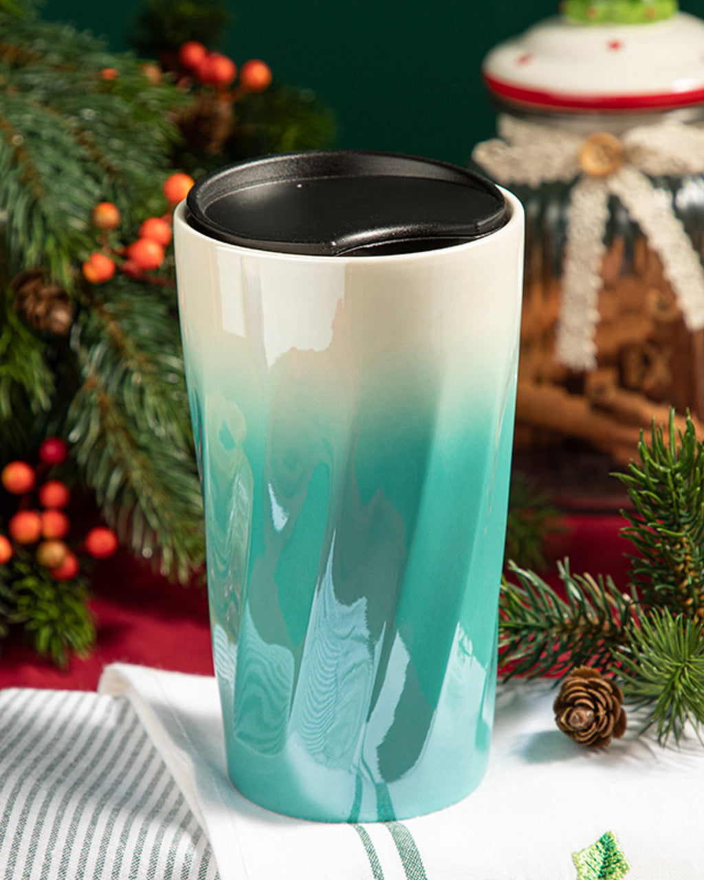 Duke Porcelain Double Wall Travel Mug 360 ml - Turquoise