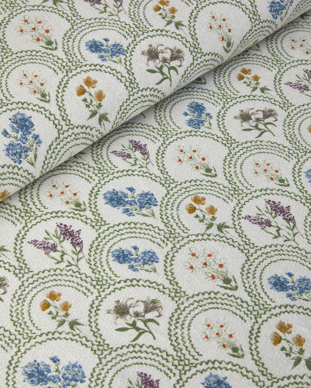 Floral Wreaths Printed Double Size Summer Blanket Set 200x220 cm Green (view 3)