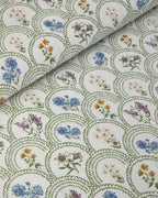 Floral Wreaths Printed Double Size Summer Blanket Set 200x220 cm Green (view 3)