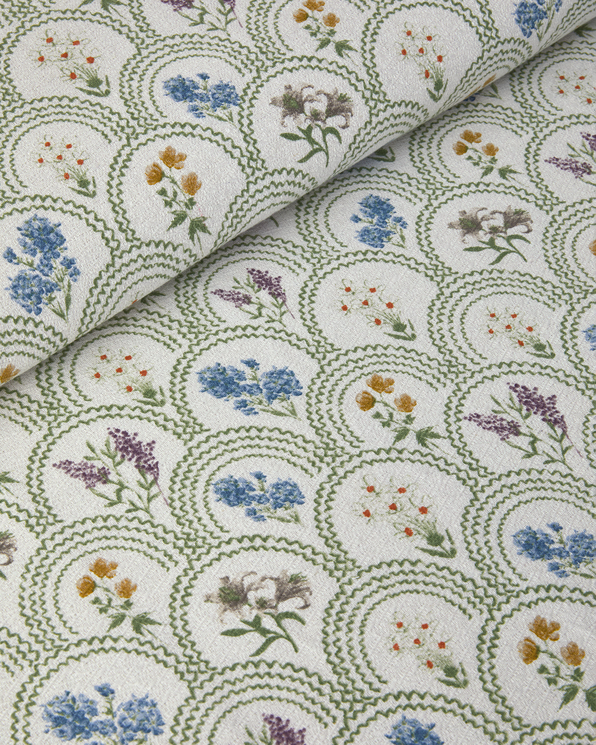 Floral Wreaths Printed Double Size Summer Blanket Set 200x220 cm Green (view 3)