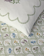 Floral Wreaths Printed Double Size Summer Blanket Set 200x220 cm Green (view 4)