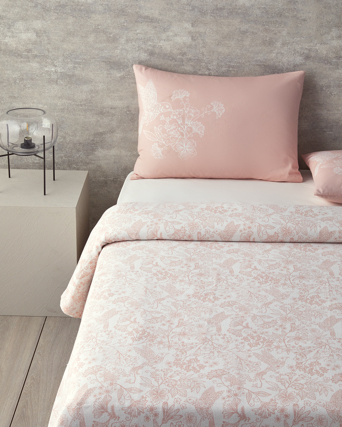 Bird Whisper Printed Double Size Summer Blanket Set 200x220 cm Pink (view 2)