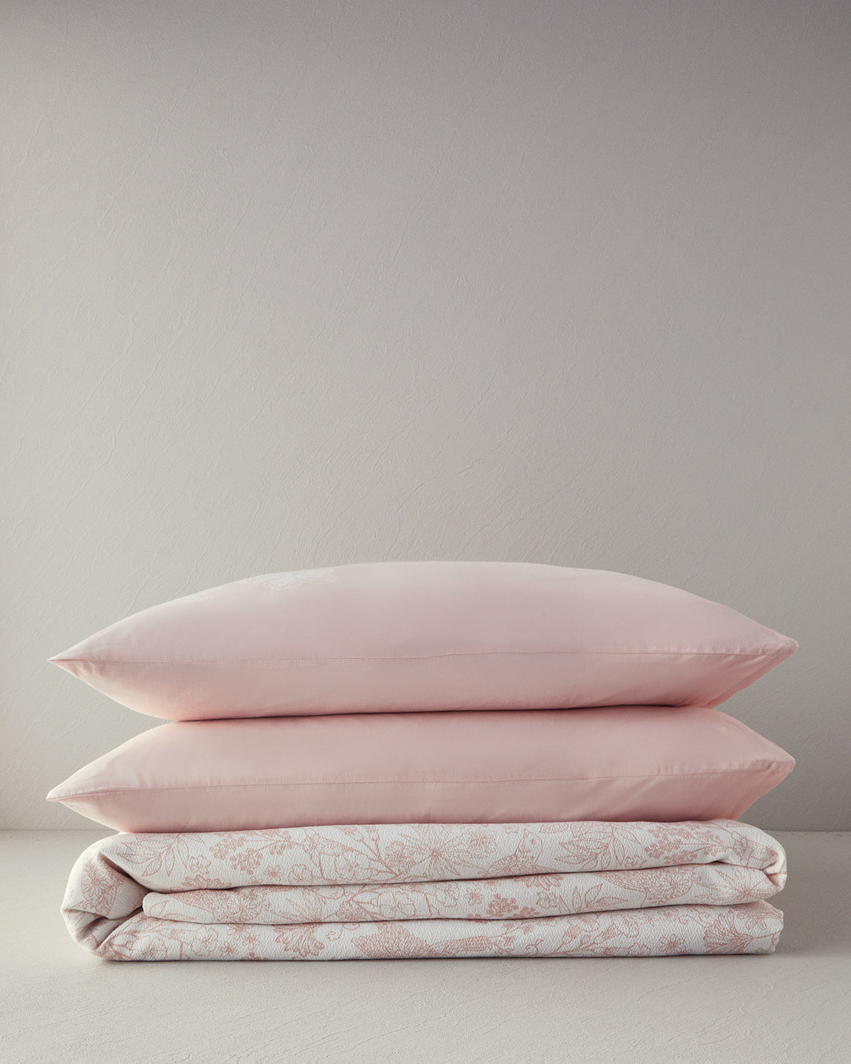 Bird Whisper Printed Double Size Summer Blanket Set 200x220 cm Pink (view 5)