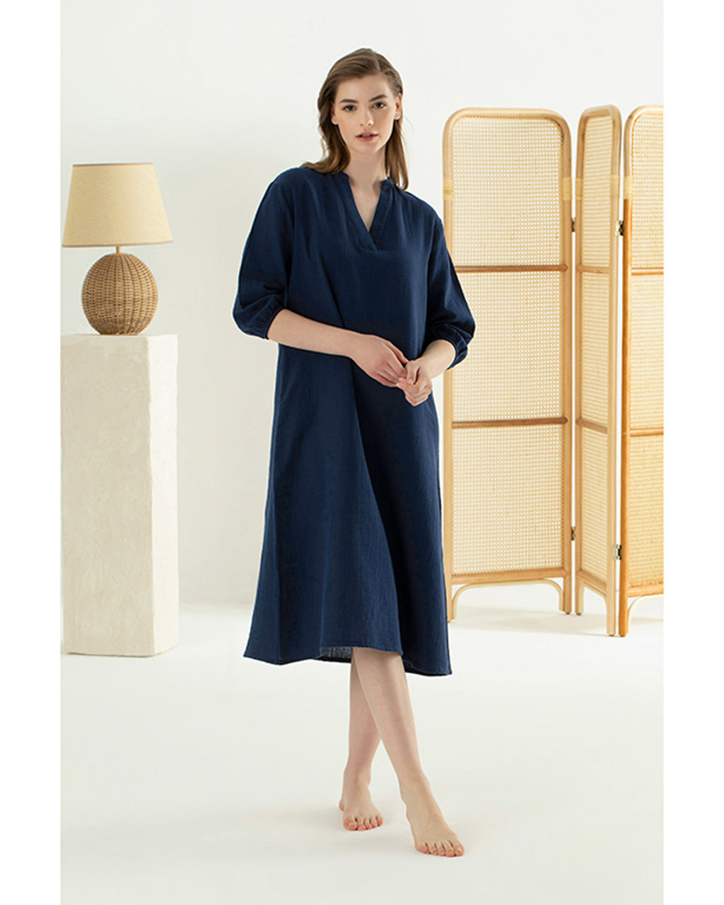 Sapphire Muslin Women Night Gown M Indigo