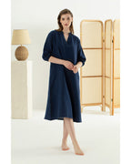 Sapphire Muslin Women Night Gown M Indigo