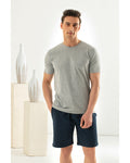 Basic Comfort Combed Cotton Men’s Pajama Set Navy Blue - S