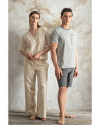 Basic Comfort Combed Cotton Men’s Pajama Set Navy Blue (view 10)