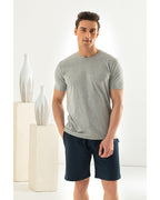 Basic Comfort Combed Cotton Men’s Pajama Set Navy Blue (view 11)