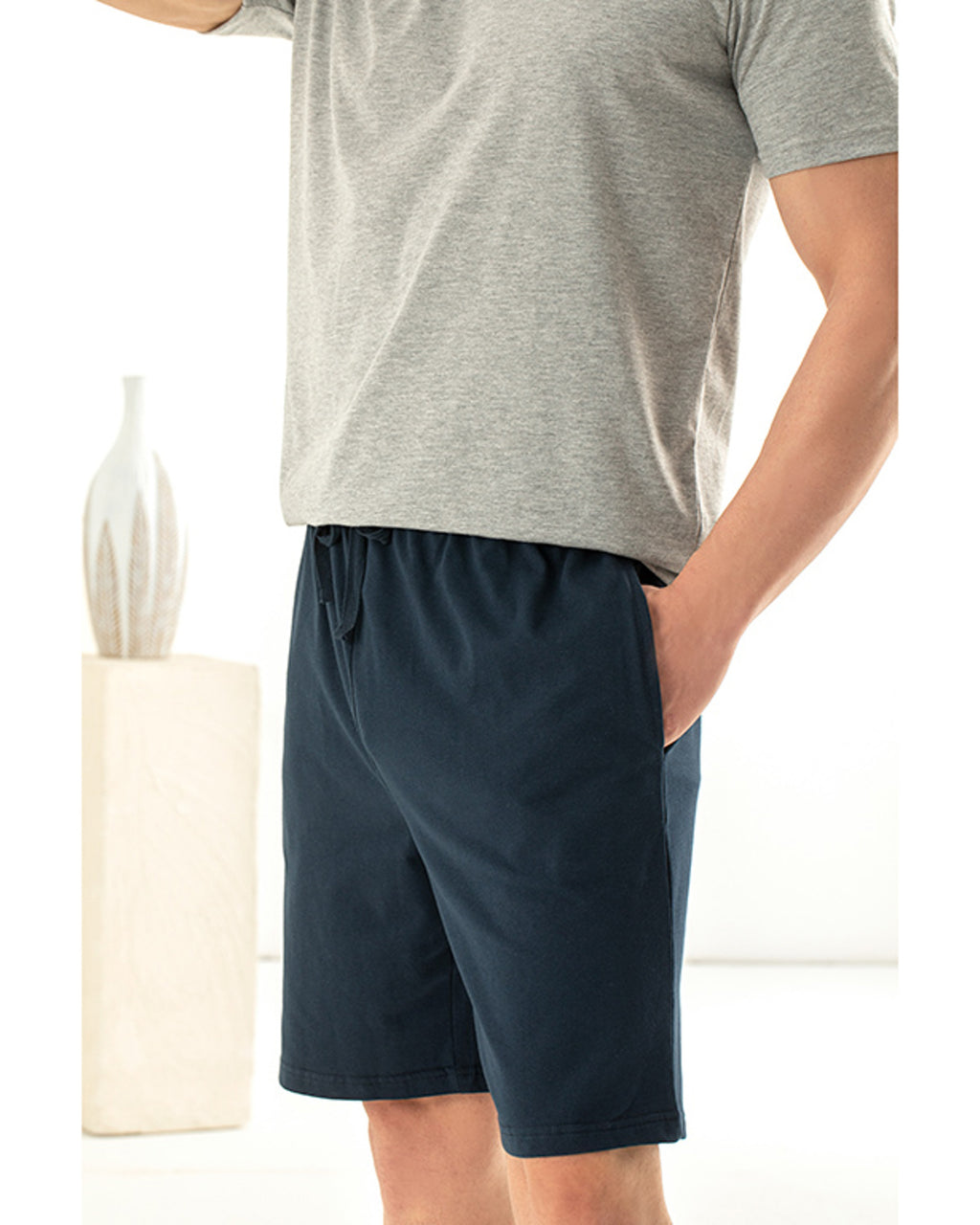 Basic Comfort Combed Cotton Men’s Pajama Set Navy Blue (view 14)