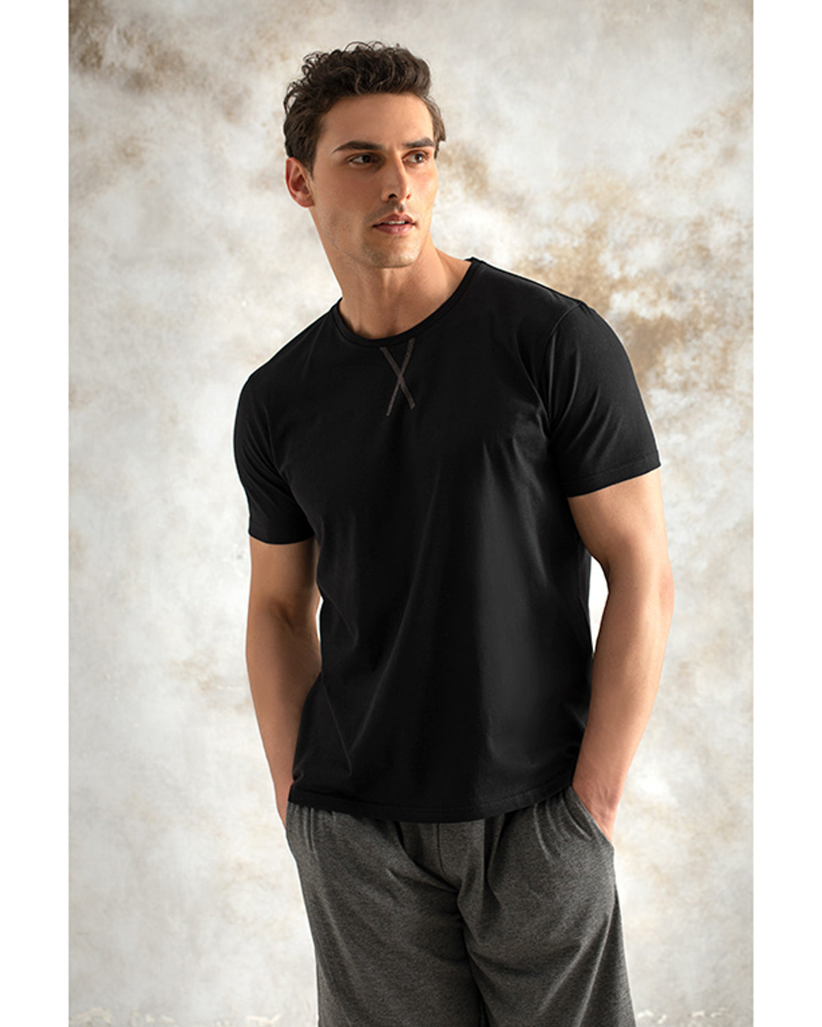 Weekend Mode Combed Cotton Men’s Pajama Set S Anthracite