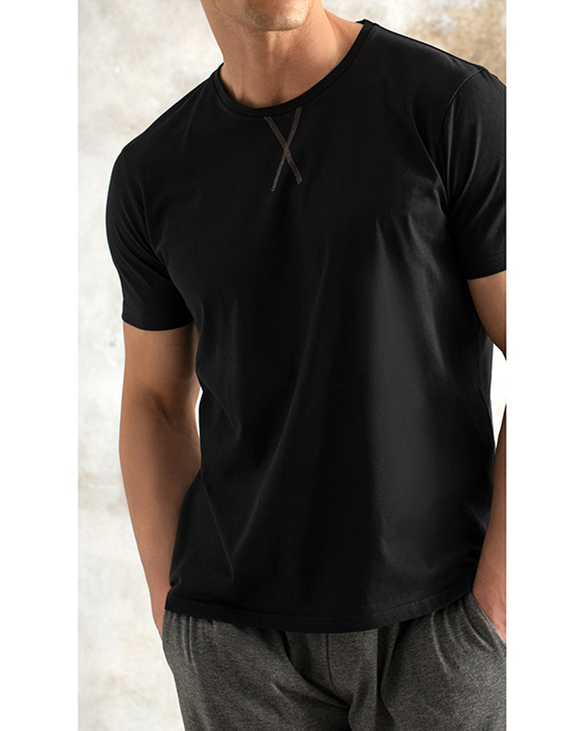 Weekend Mode Combed Cotton Men’s Pajama Set S Anthracite (view 3)