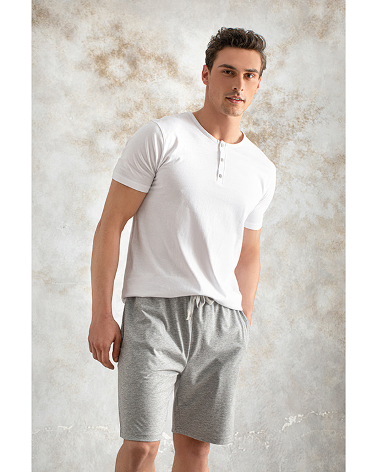 Cool Basic Combed Cotton Men’s Pajama Set S Gray