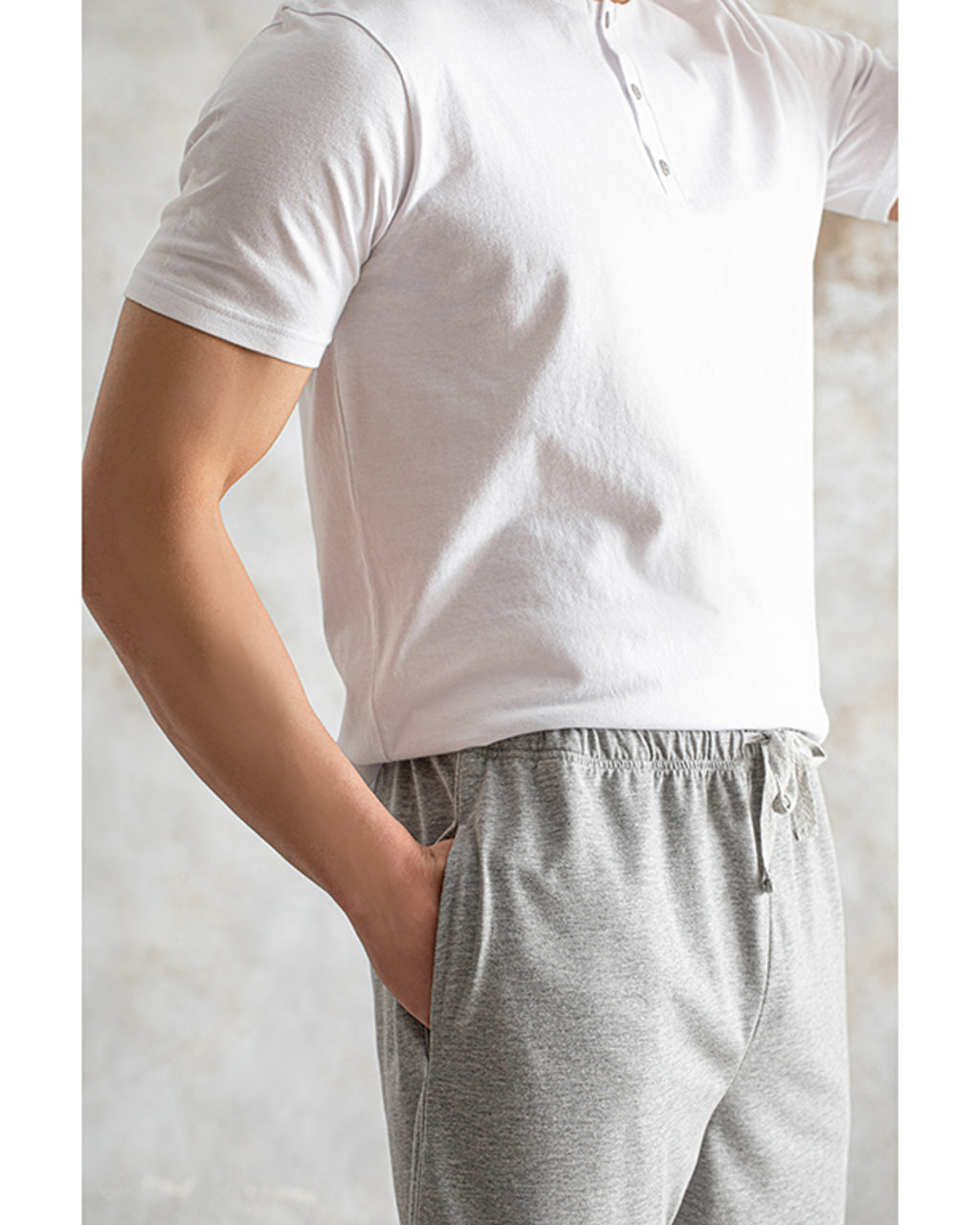 Cool Basic Combed Cotton Men’s Pajama Set S Gray (view 4)