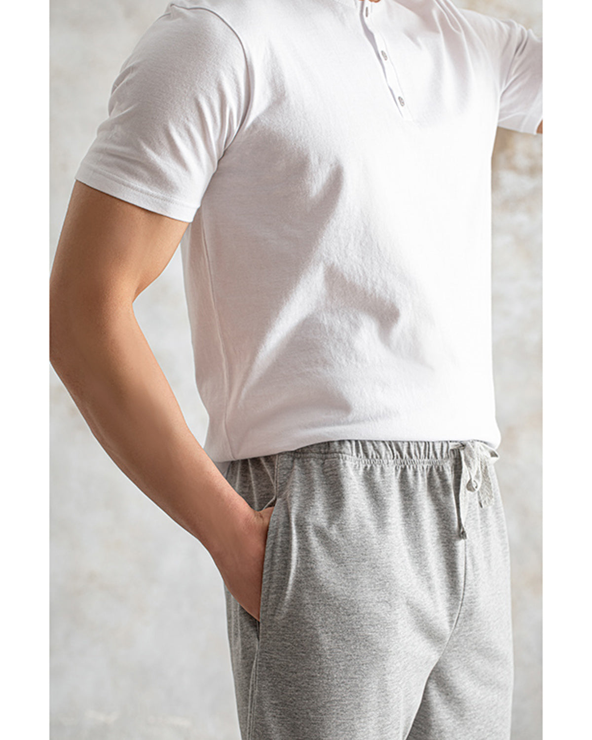 Cool Basic Combed Cotton Men’s Pajama Set S Gray (view 4)