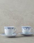 Blatt Porcelain 4 Pieces 2 Servings Coffee Cup Set 80 ml - Navy Blue