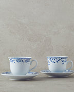 Blatt Porcelain 4 Pieces 2 Servings Coffee Cup Set 80 ml - Navy Blue