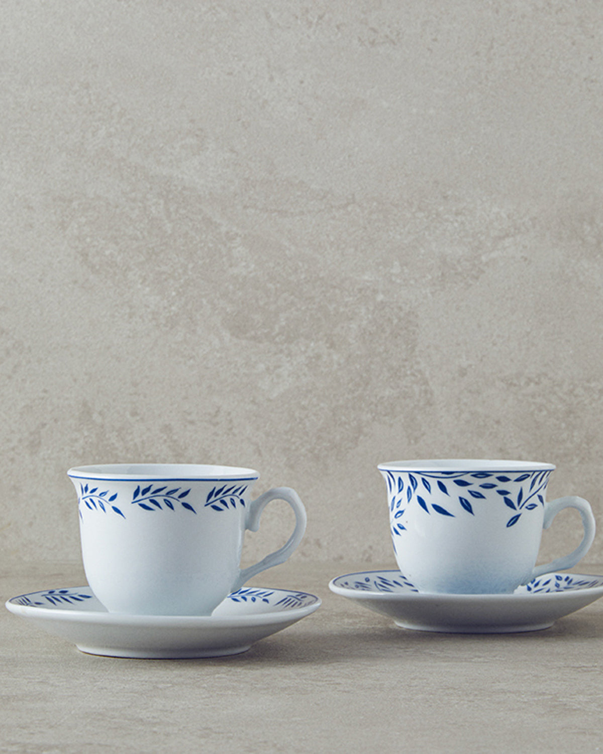Blatt Porcelain 4 Pieces 2 Servings Coffee Cup Set 80 ml - Navy Blue