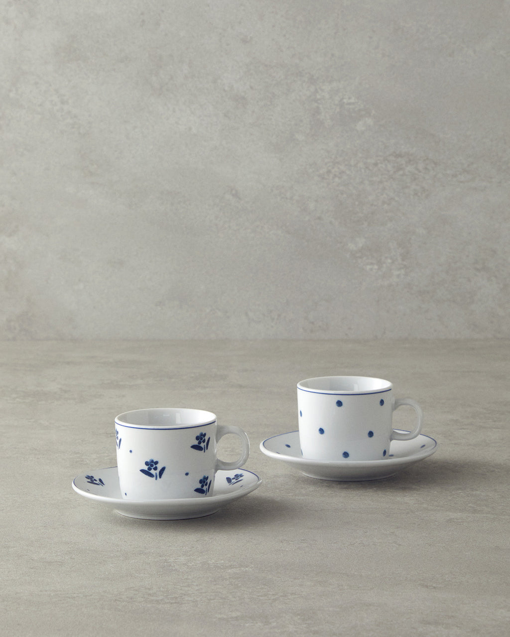 Flower Touch Porcelain 4 Pieces 2 Servings Coffee Cup Set 80 ml Navy Blue