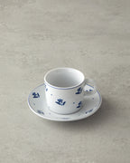 Flower Touch Porcelain 4 Pieces 2 Servings Coffee Cup Set 80 ml Navy Blue (view 2)