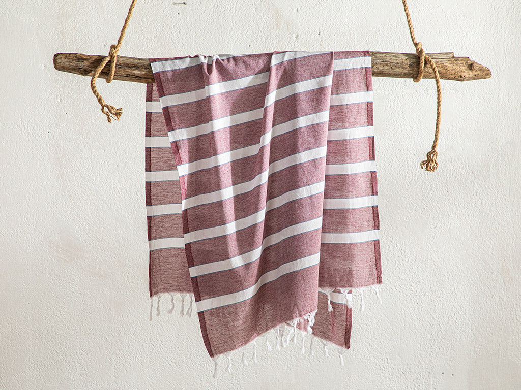 Merisa Cotton Striped Bath Wrap 90x150 cm Maroon