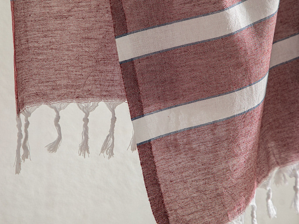 Merisa Cotton Striped Bath Wrap 90x150 cm Maroon (view 2)