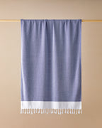 Diagonal Cotton Bath Wrap 90x150 cm Navy Blue