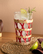 Stripe Wicker Glass Wickered Glass 470 ml Red