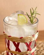 Stripe Wicker Glass Wickered Glass 470 ml Red (view 2)