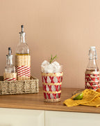 Stripe Wicker Glass Wickered Glass 470 ml Red (view 3)
