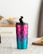 Napoli Stainless Steel Flask 350 ml Pink - Blue (view 2)