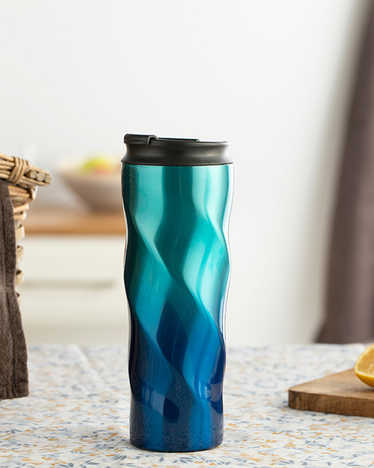 Oslo Stainless Steel Flask 500 ml Navy Blue - Green