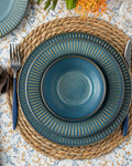 Dentro Ceramic Table Set 16 Pieces, 4 Servings. Blue