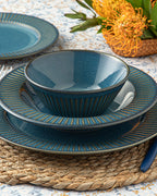 Dentro Ceramic Table Set 16 Pieces, 4 Servings. Blue (view 2)