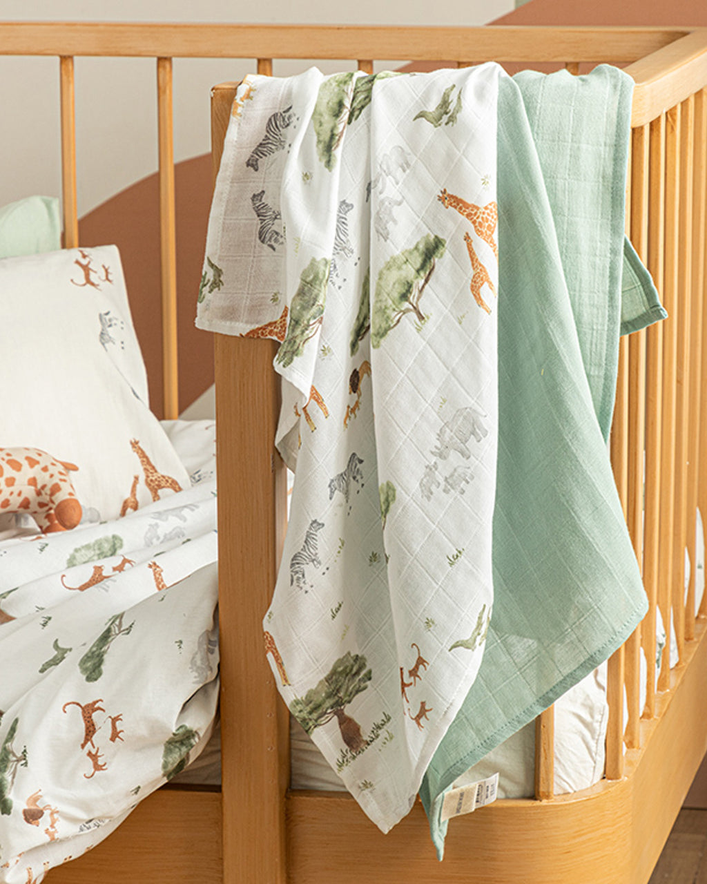 Safari Cotton Muslin Baby Muslin Set 65x65 cm Green