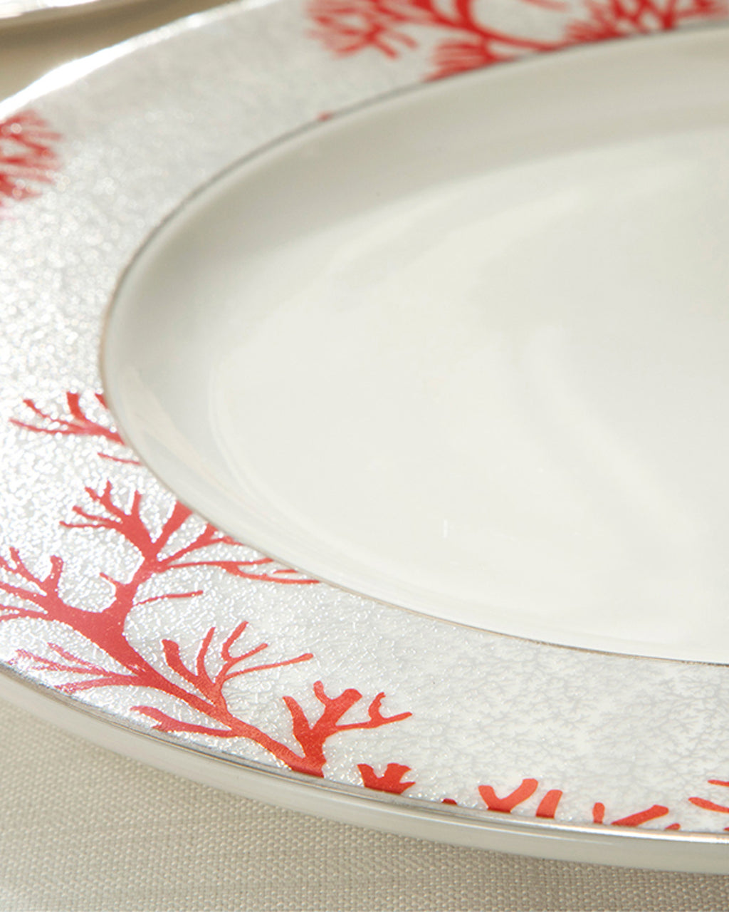 Coral Reef Bone Porcelain Deep Plate 23 cm Gray - Red (view 3)