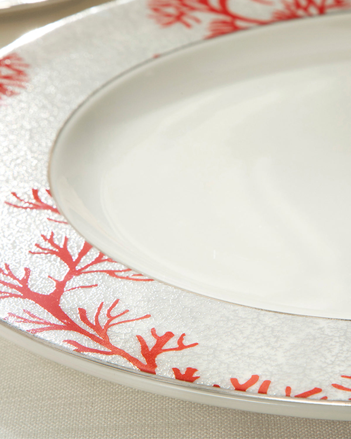 Coral Reef Bone Porcelain Deep Plate 23 cm Gray - Red (view 3)