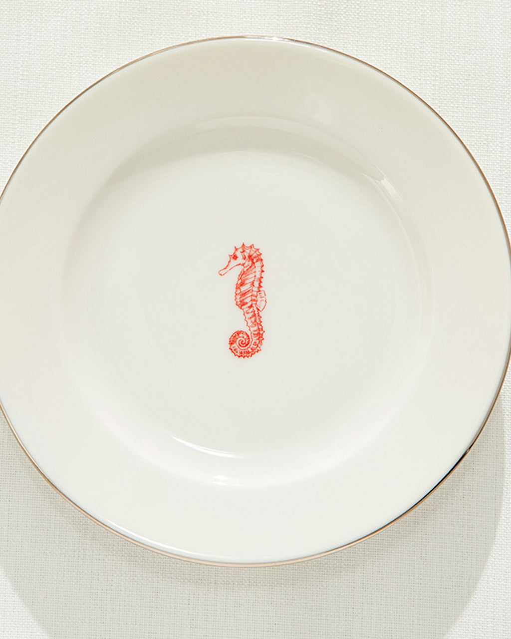 Seahorse Bone Porcelain Cake Plate 17 cm White - Red