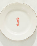 Seahorse Bone Porcelain Cake Plate 17 cm White - Red
