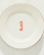 Seahorse Bone Porcelain Cake Plate 17 cm White - Red
