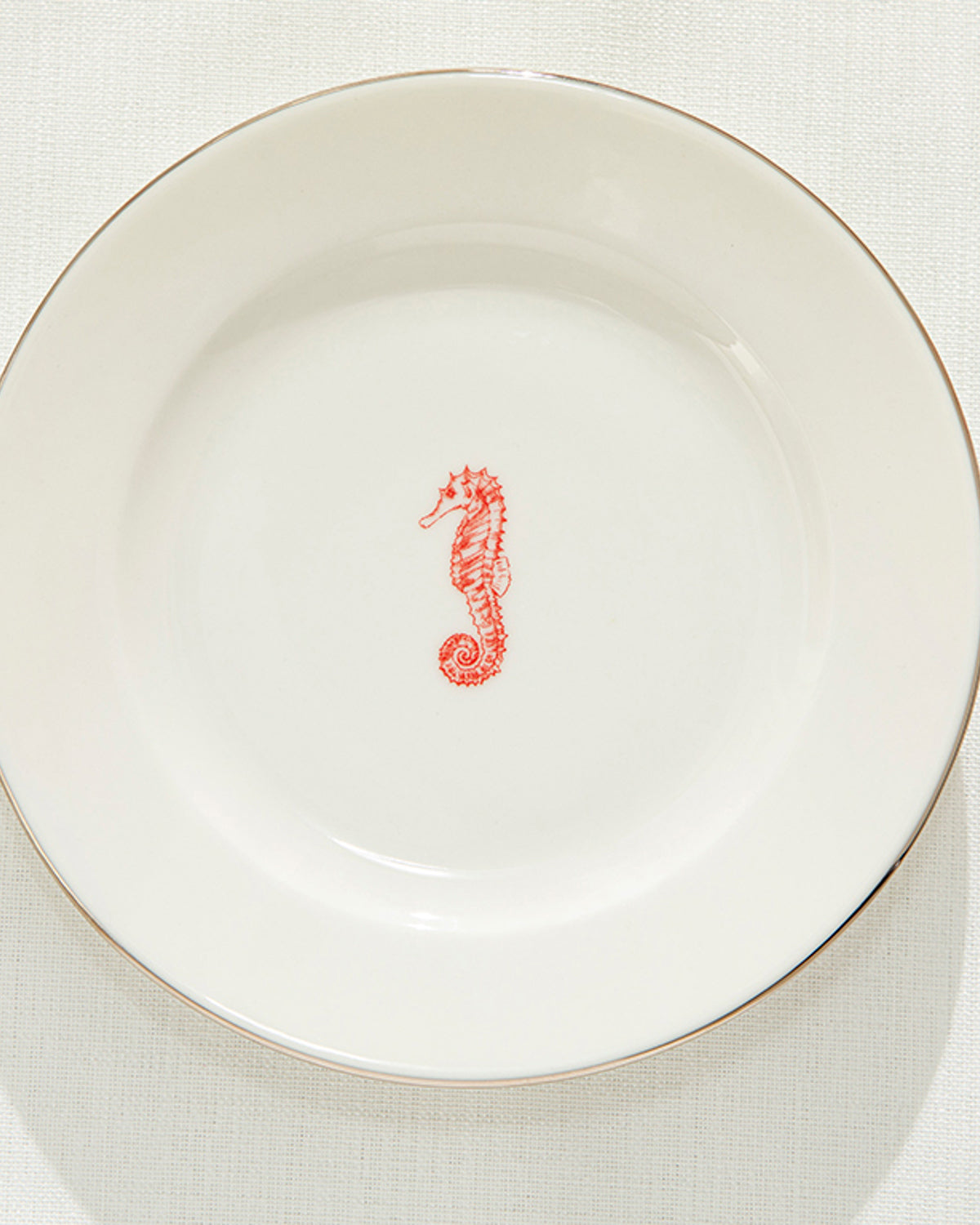 Seahorse Bone Porcelain Cake Plate 17 cm White - Red