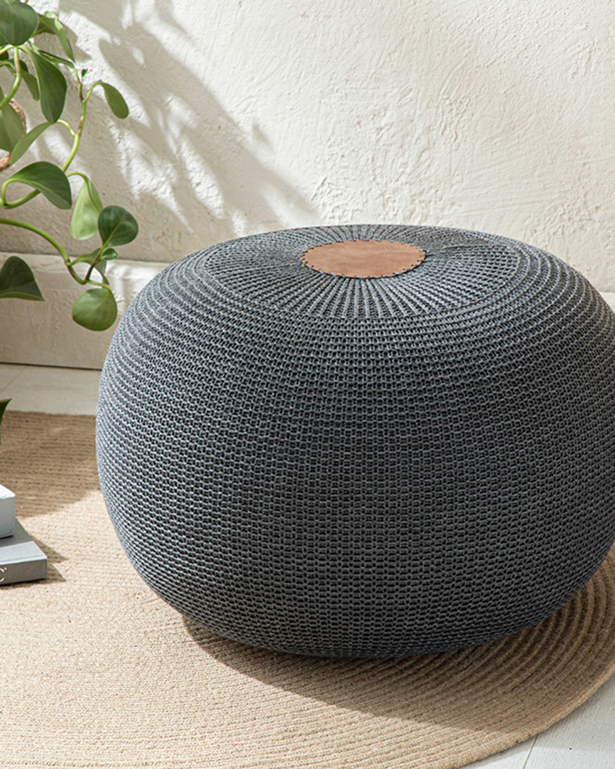 Knit Splay Pouf 37x50 cm Anthracite