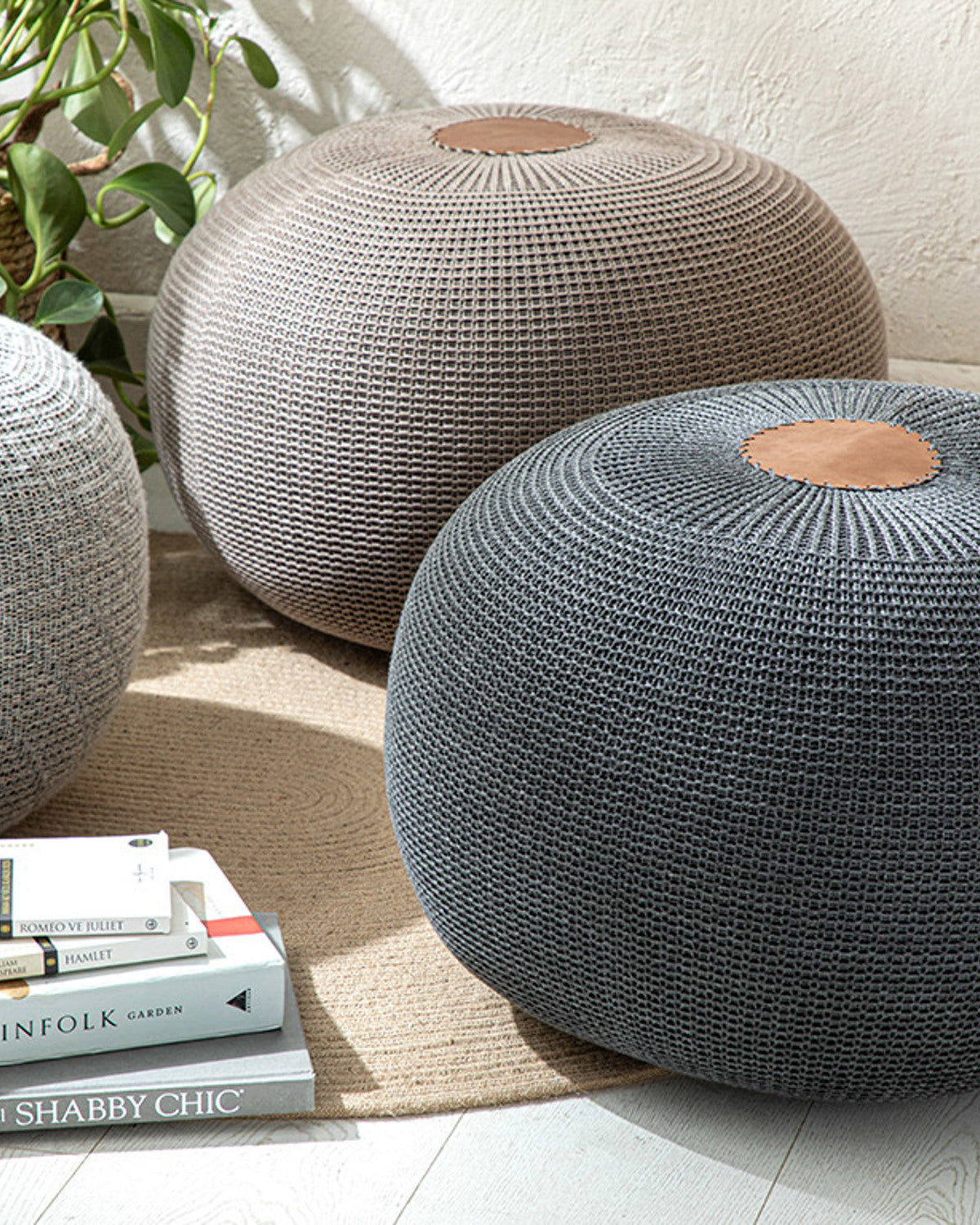 Knit Splay Pouf 37x50 cm Anthracite (view 3)