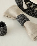 Straw Rope Natural Thread 2 pcs Napkin Ring 6 cm Anthracite