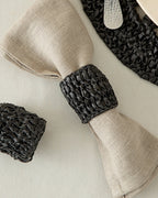 Straw Rope Natural Thread 2 pcs Napkin Ring 6 cm Anthracite (view 2)