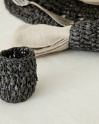 Straw Rope Natural Thread 2 pcs Napkin Ring 6 cm Anthracite (view 3)